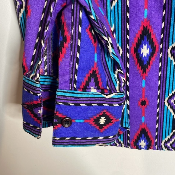 Frontier Series | Men’s Colorful Geometric Pattern Button Down Western Shirt M - Picture 5 of 5